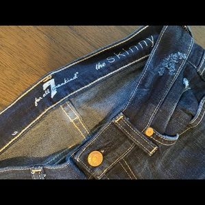 7 for all mankind ripped skinny jeans